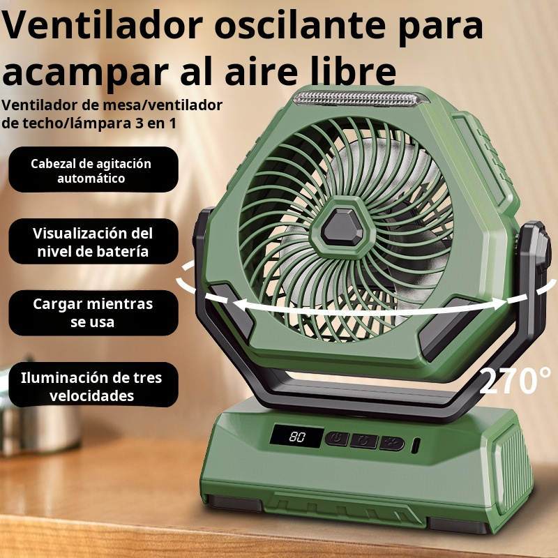 Ventilador de exterior con cabezal móvil JMY, silencioso, con iluminación de 6 pulgadas, pantalla di