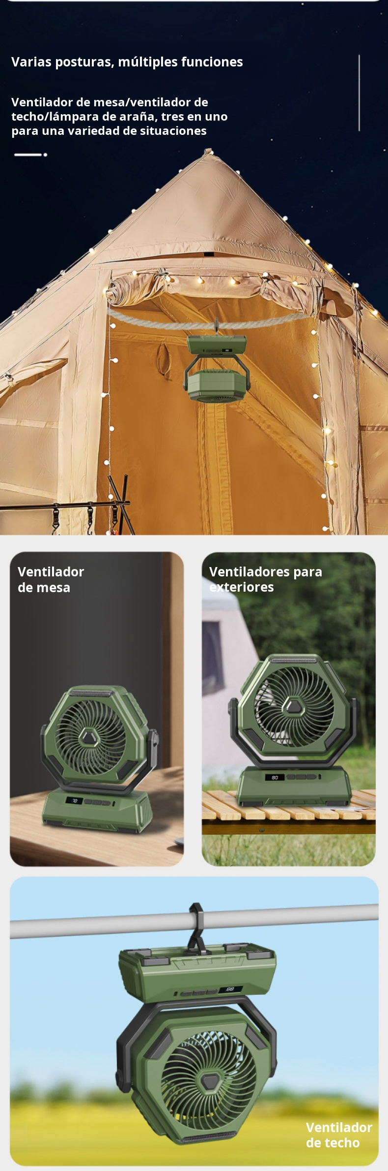 Ventilador silencioso JMY con base estable para exteriores