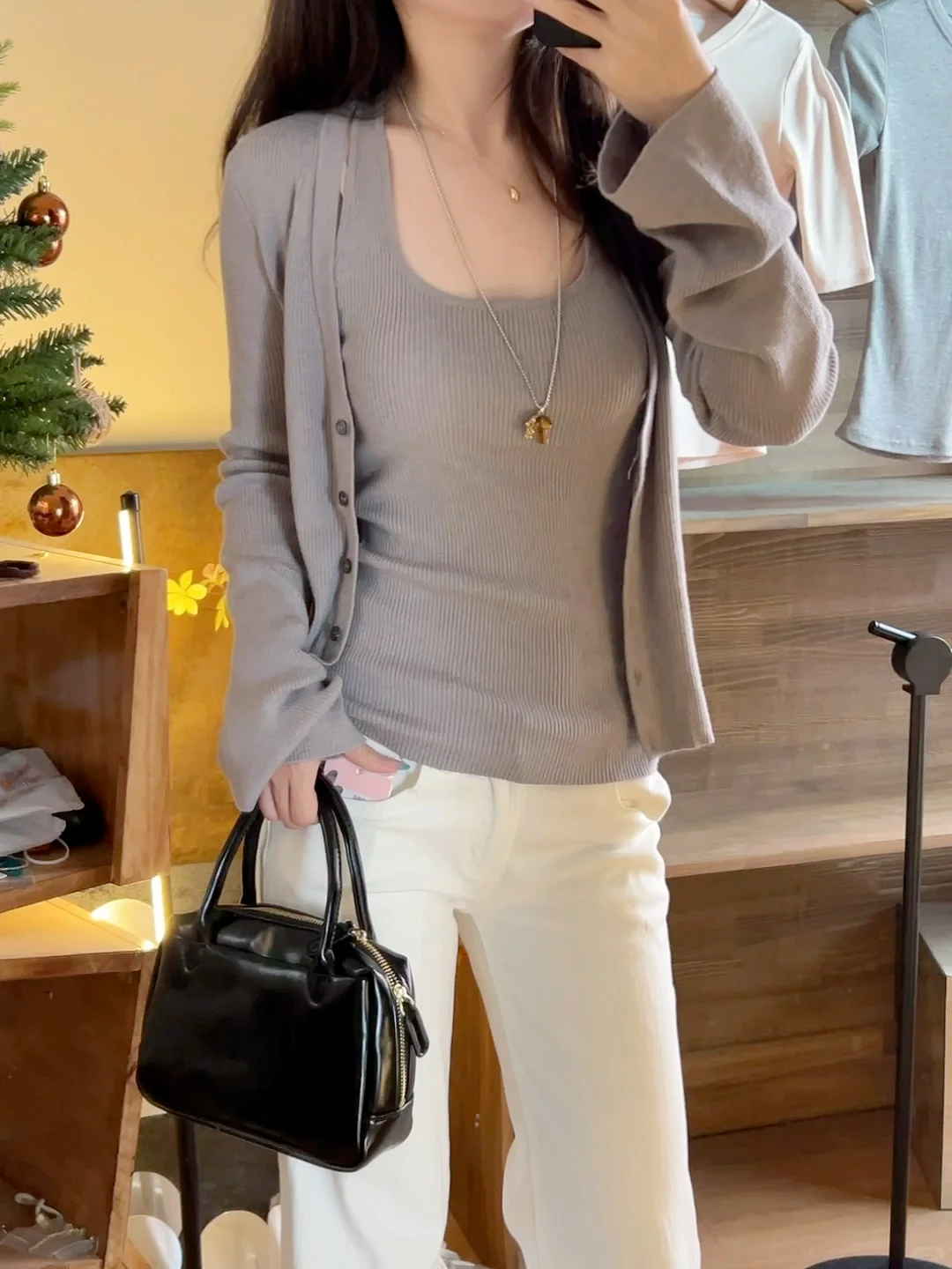 카디건 서스펜더 스프링 니트 재킷