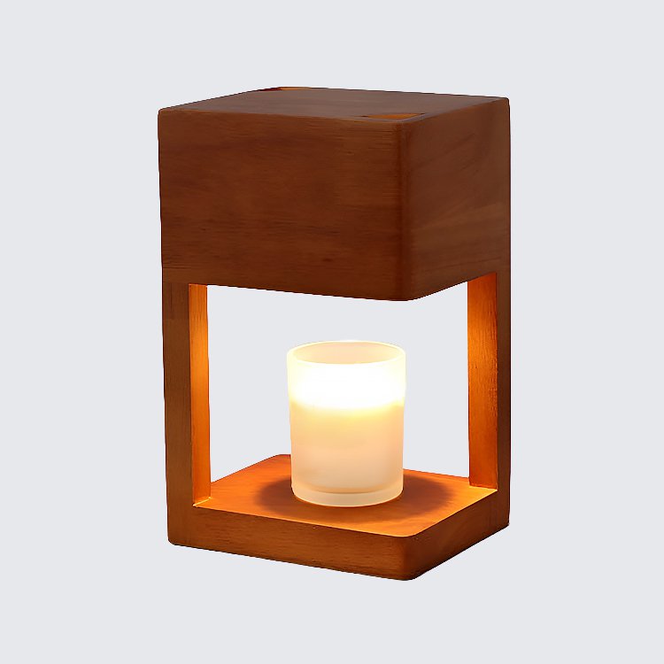 Einfache Aromatherapie-Lampe Wachslampe Duft ätherisches Öl Kerzenlampe Schlafzimmer Nachttisch Holz