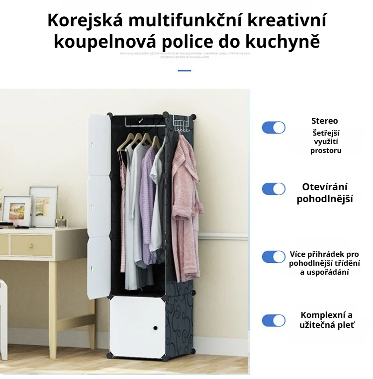 Detail vnitřního uspořádání šatní skříně