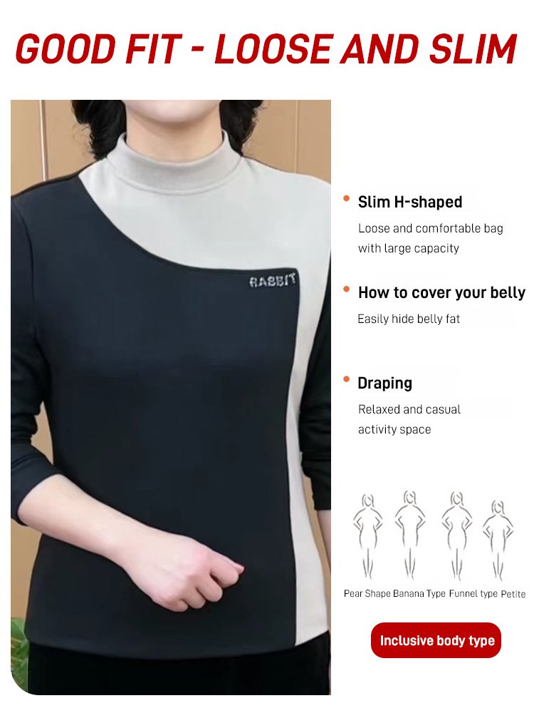 Double-faced velvet contrast color stitching bottoming shirt