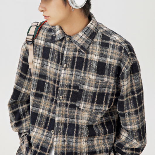 アメリカン・レトロ・カップル・ジャケット ゆったり長袖シャツ メンズ レディース ラペルポケットシャツ