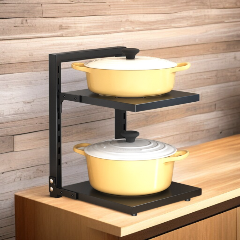 ชั้นวางหม้อหลายชั้นมัลติฟังก์ชั่นสำหรับห้องครัว