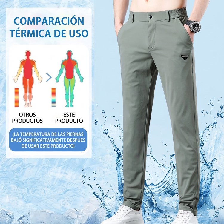Pantalones rectos elásticos