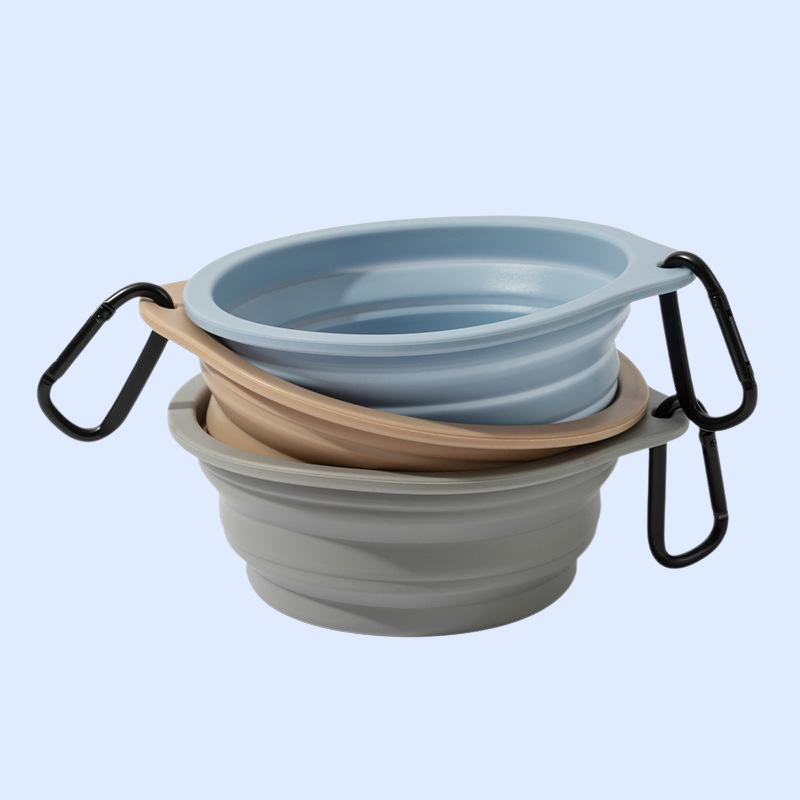  ชามพกพาซิลิโคนเกรดอาหารสำหรับสัตว์เลี้ยง ชามอาหารและน้ำสำหรับสุนัขและแมว