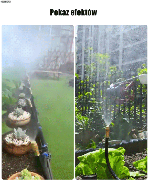 Zestaw niskociśnieniowych dysz chłodzących  do użytku na zewnątrz