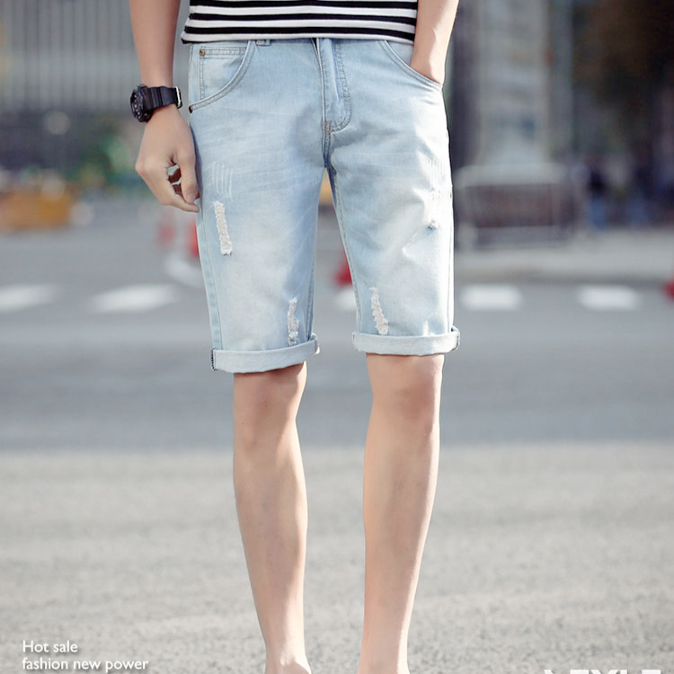 【ダメージハーフパンツ】通気透湿 立体剪裁 静電気防止 弾力 ファッション