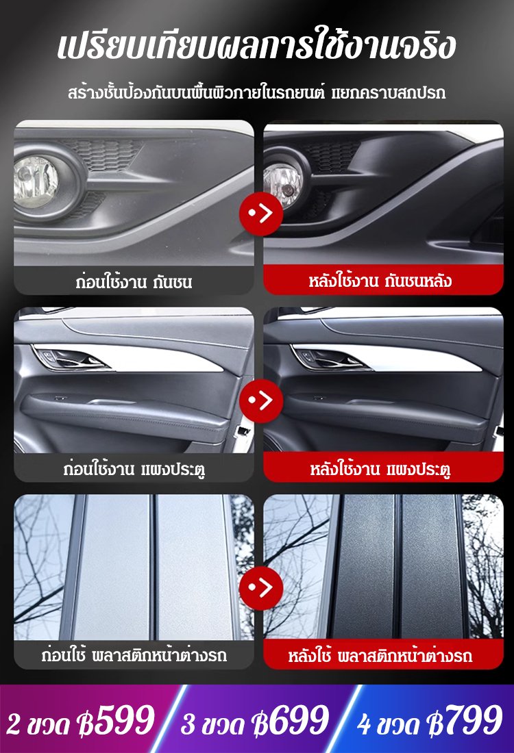 【เช็ดเบาๆ เหมือนใหม่】ครีมเคลือบขัดเงาภายในรถยนต์