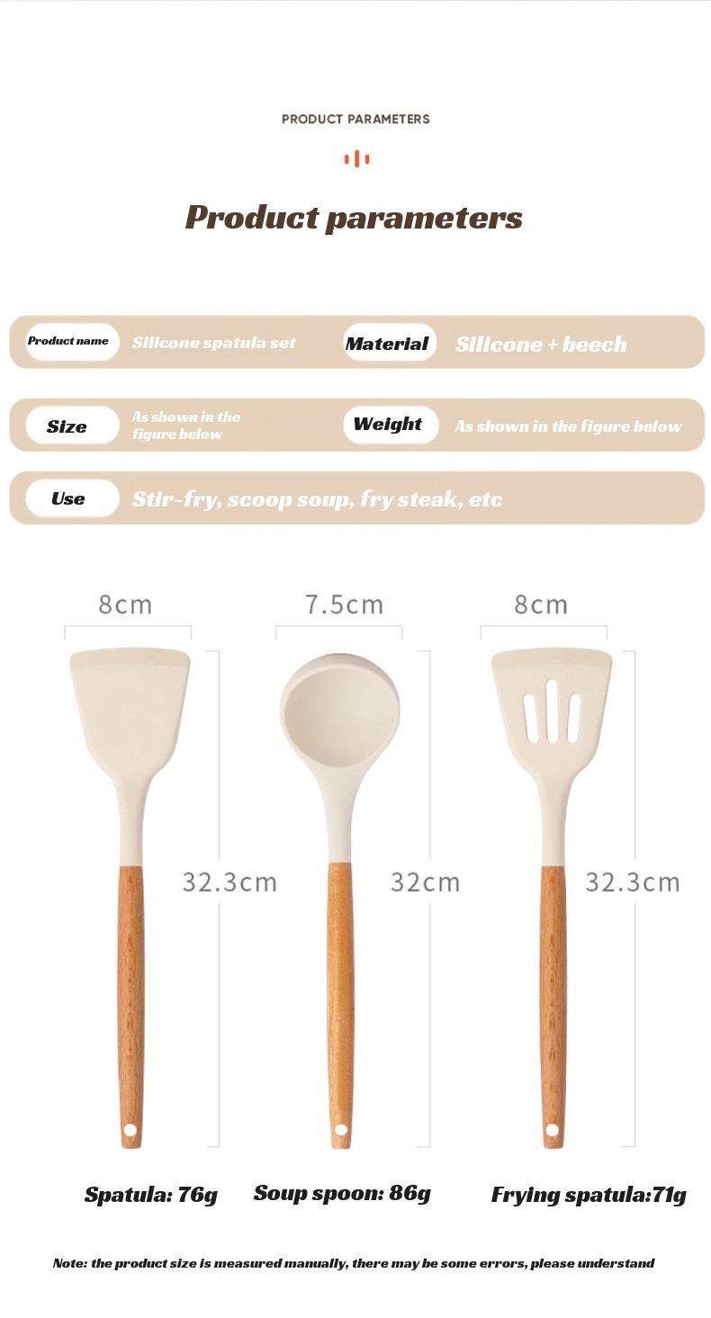 Silicone spatula with ergonomic wooden handle