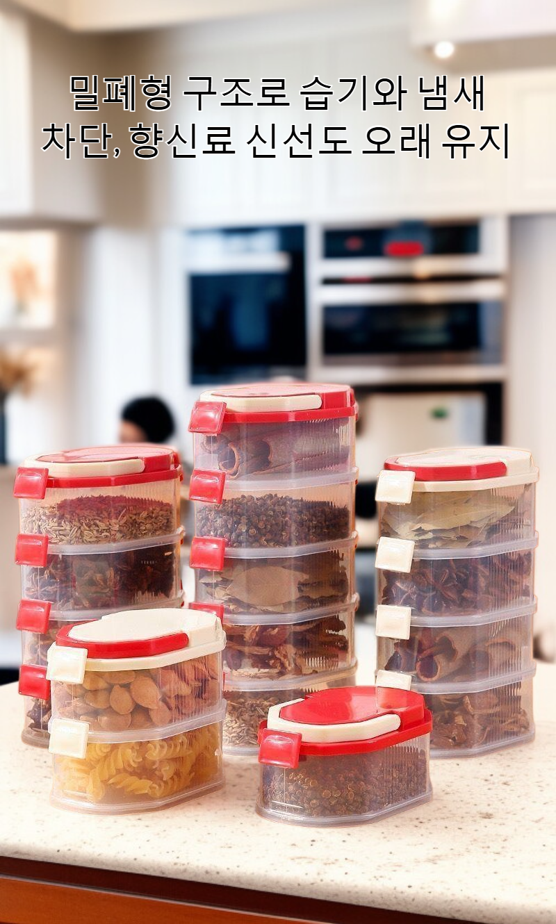 깔끔하게 정리된 향신료 보관함 이미지