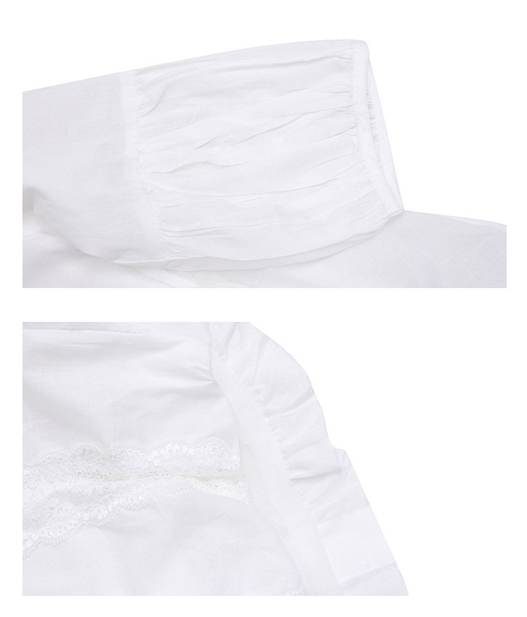 트렌디한 펀칭 레이스와 쉬폰 소재 블라우스 연출 이미지