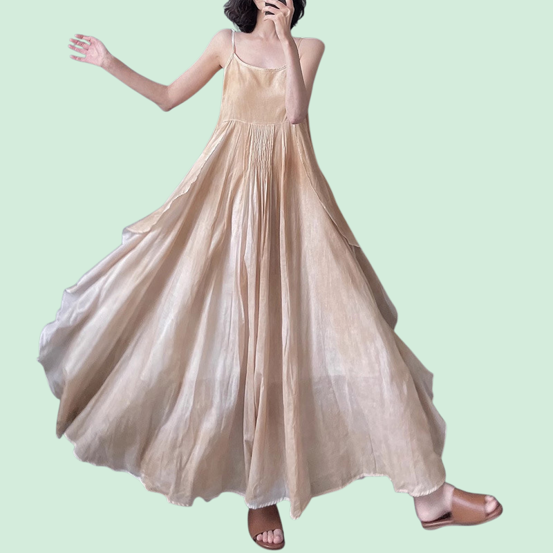 일본 스타일 민소매 슬립 원피스