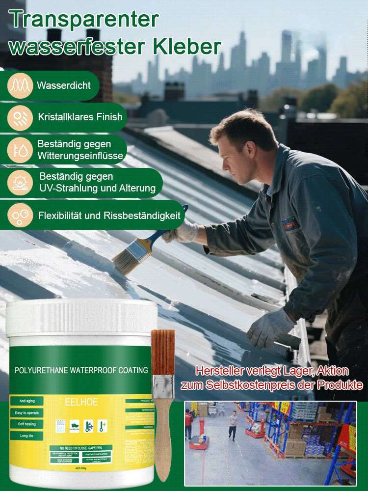 Transparenter  wasserfester Kleber