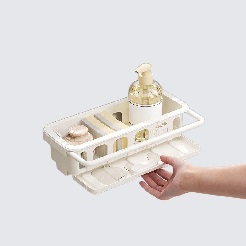 キッチン伸縮シンク収納ラックパンチフリーカウンタートップラック壁掛けウォーターバスケット