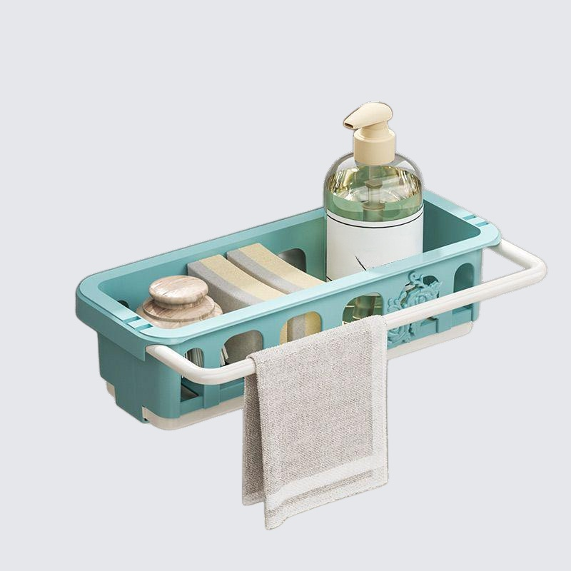 キッチン伸縮シンク収納ラックパンチフリーカウンタートップラック壁掛けウォーターバスケット