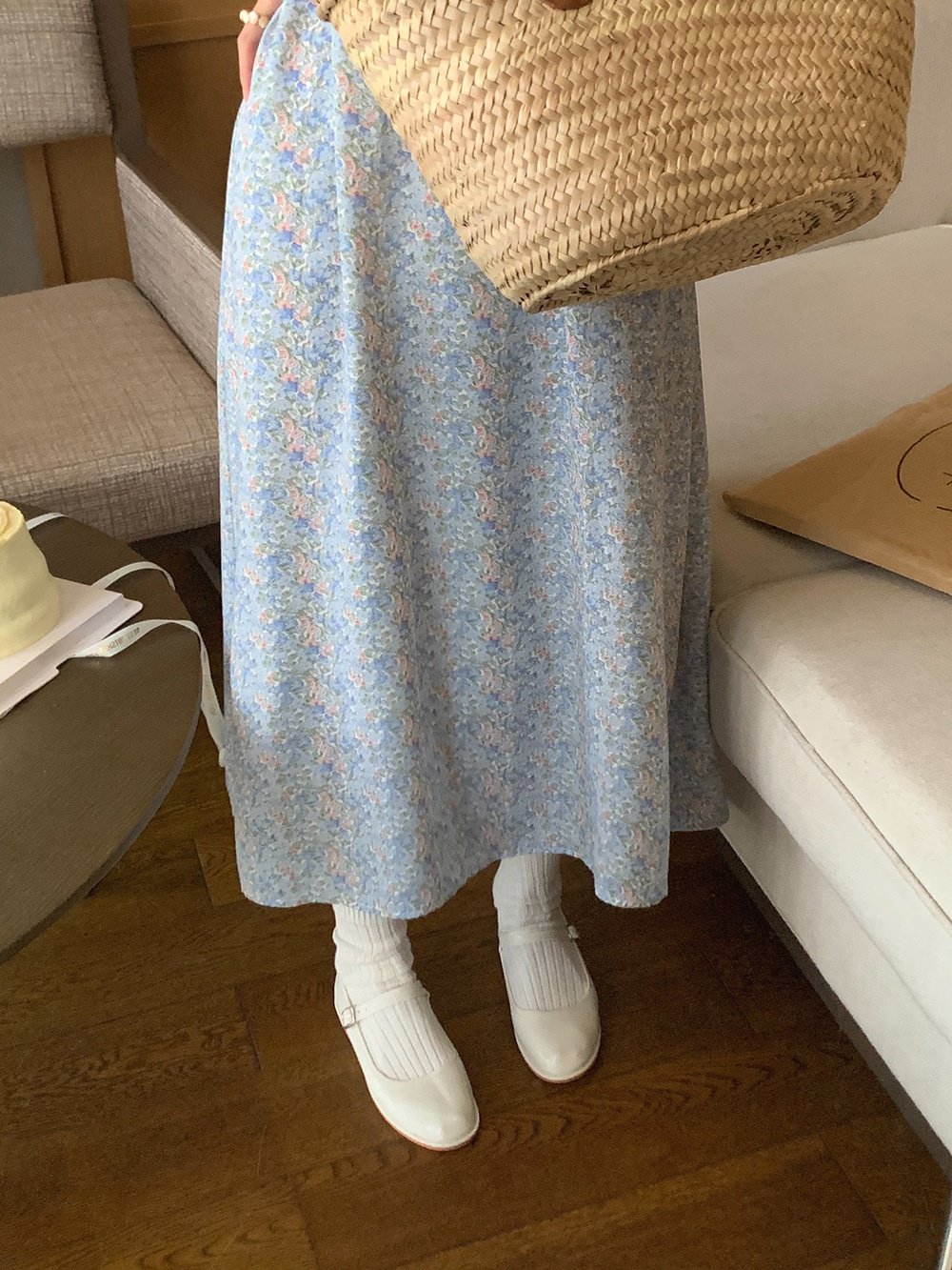 도라지 스트링으로 허리 라인 강조한 원피스