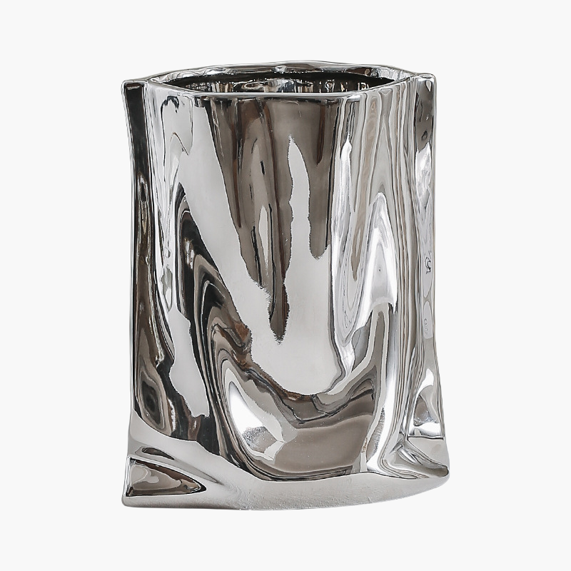 은색 도금 도자기 꽃병