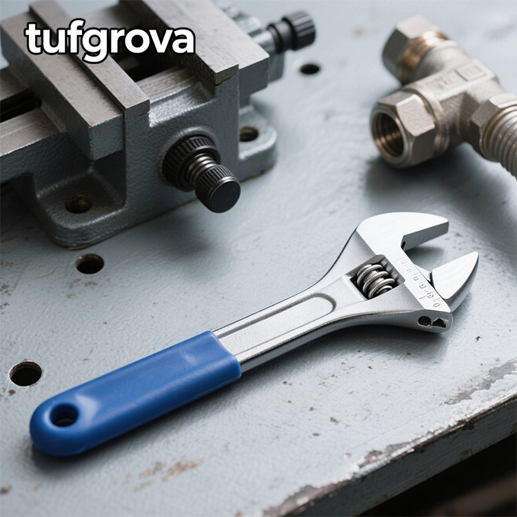 Llave inglesa ajustable de boca ancha y mango corto