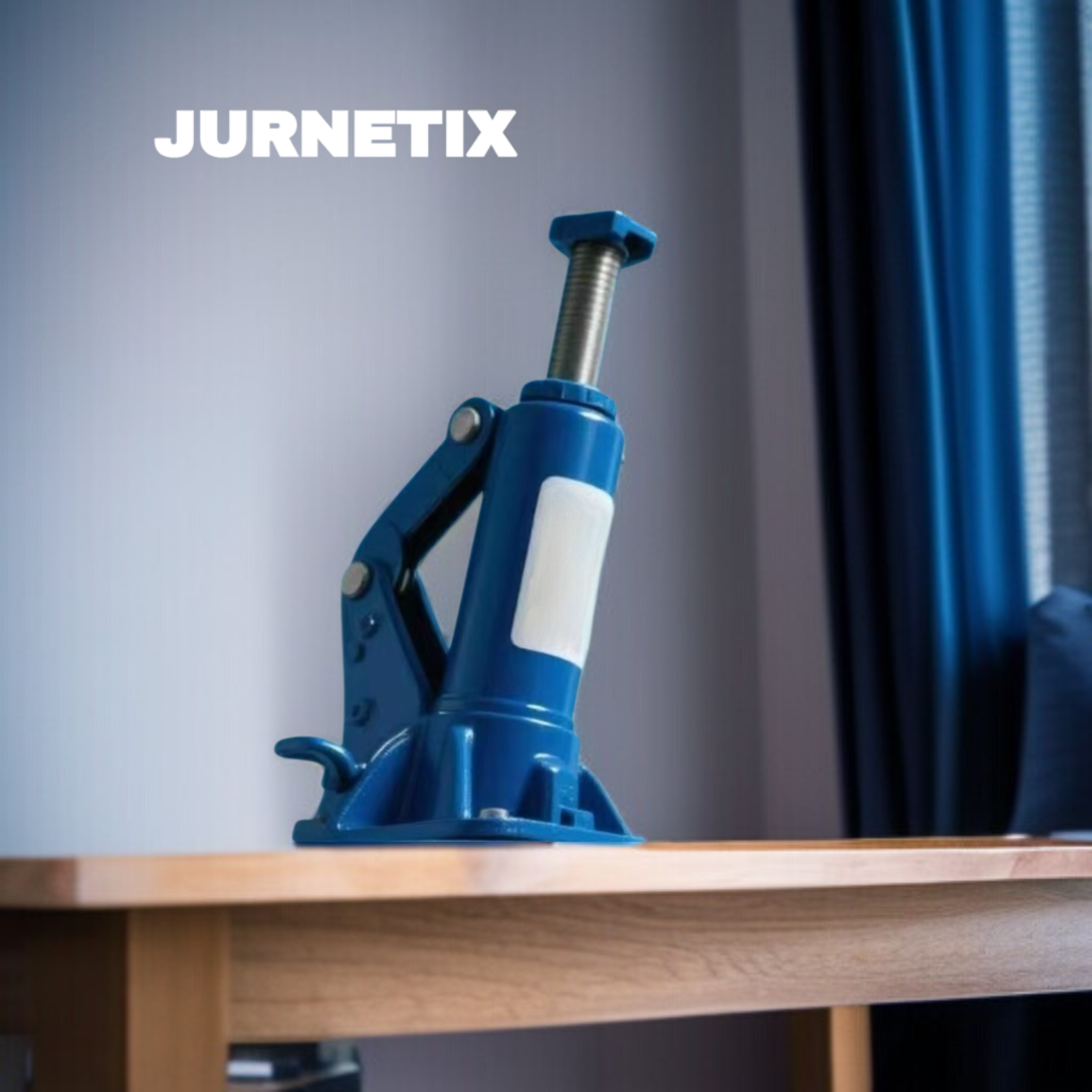 Gato hidráulico para automóviles en uso elevando un coche