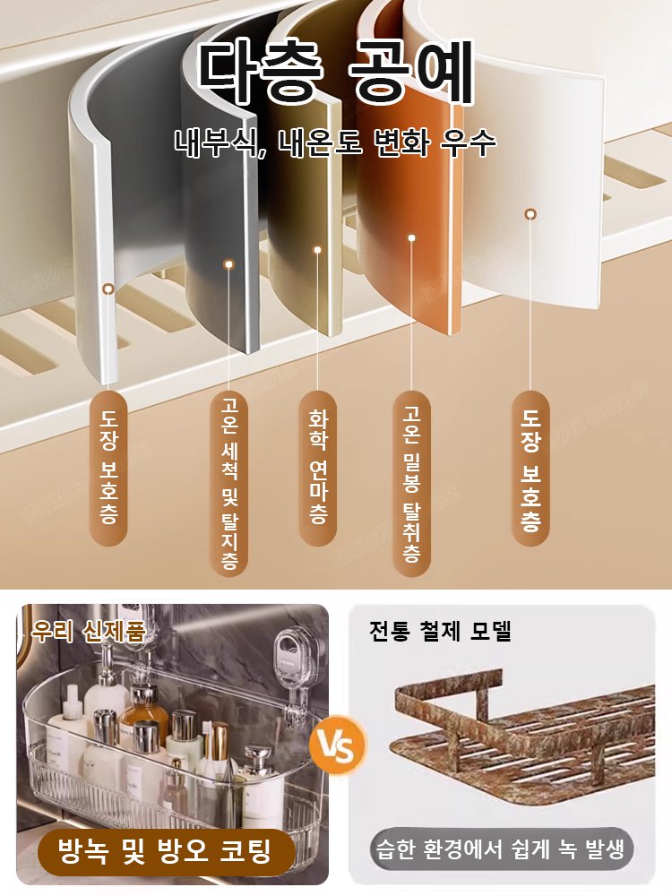 무타공 대형 흡착 욕실 화장품 수납함