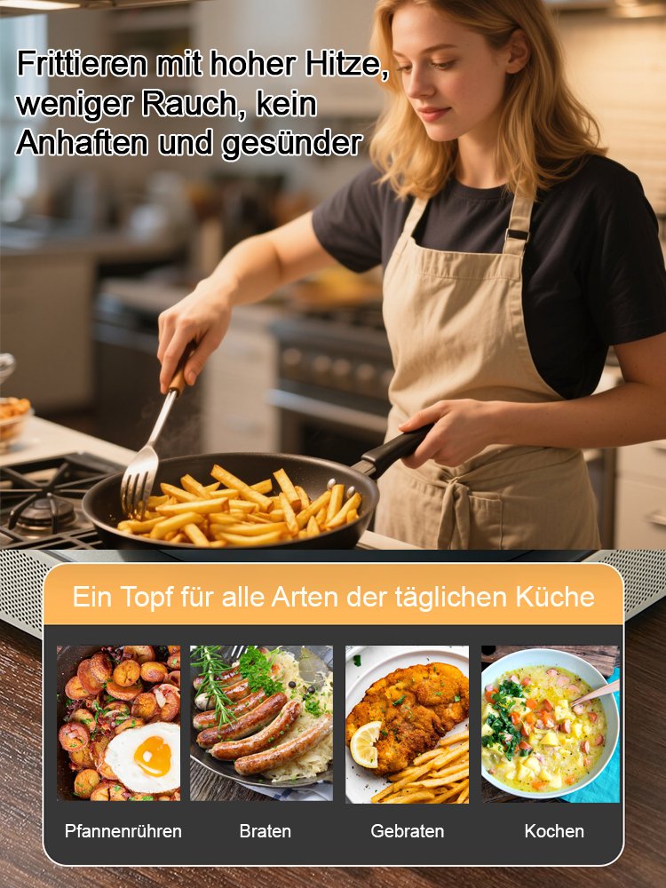 Handgeschmiedete japanische Eisen-Bratpfanne (beschichtungsfrei, mit verstärktem flachen Boden