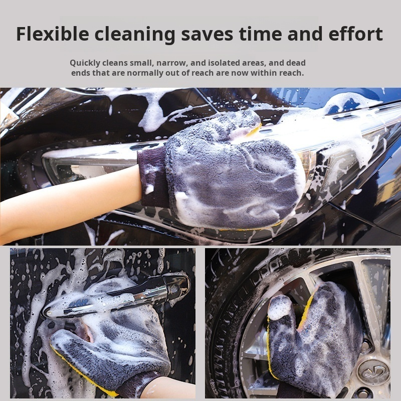 Thickened doublesided coral velvet car wash gloves cleaning tools super absorbent car wiping gloves