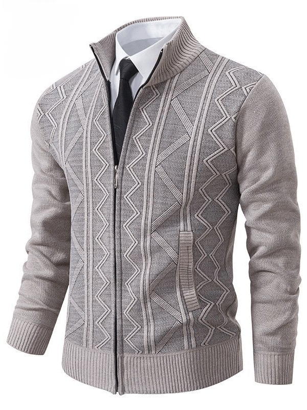 가을겨울 남자 기모 스탠드 칼라 니트가디건