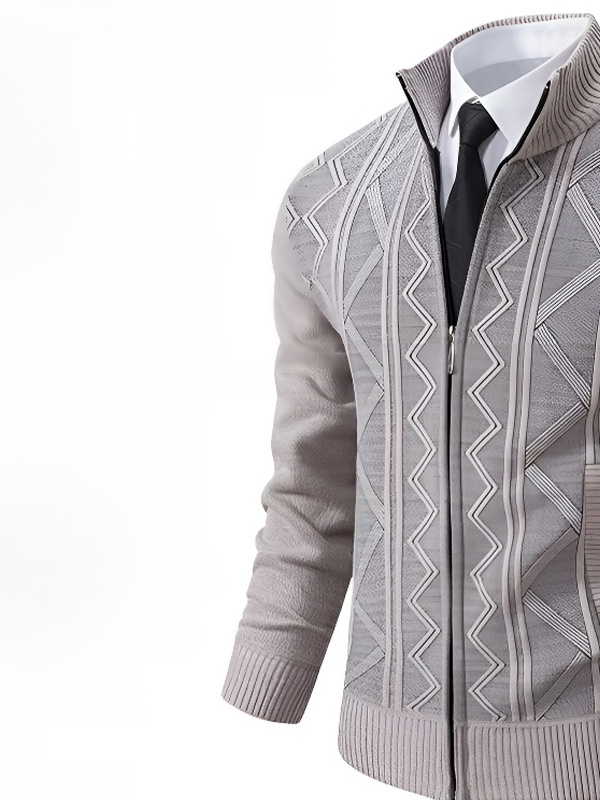 가을겨울 남자 기모 스탠드 칼라 니트가디건