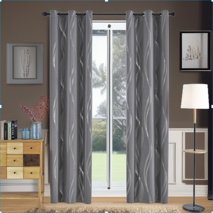 High-precision silver-stamped blackout curtain fabric