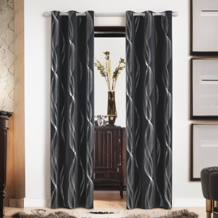 High-precision silver-stamped blackout curtain fabric