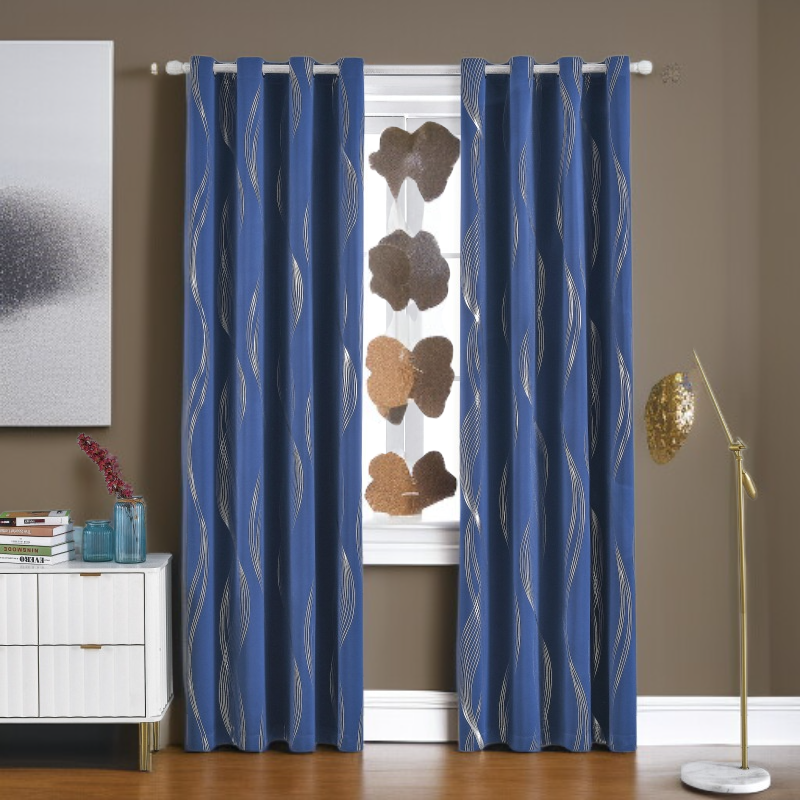 High-precision silver-stamped blackout curtain fabric