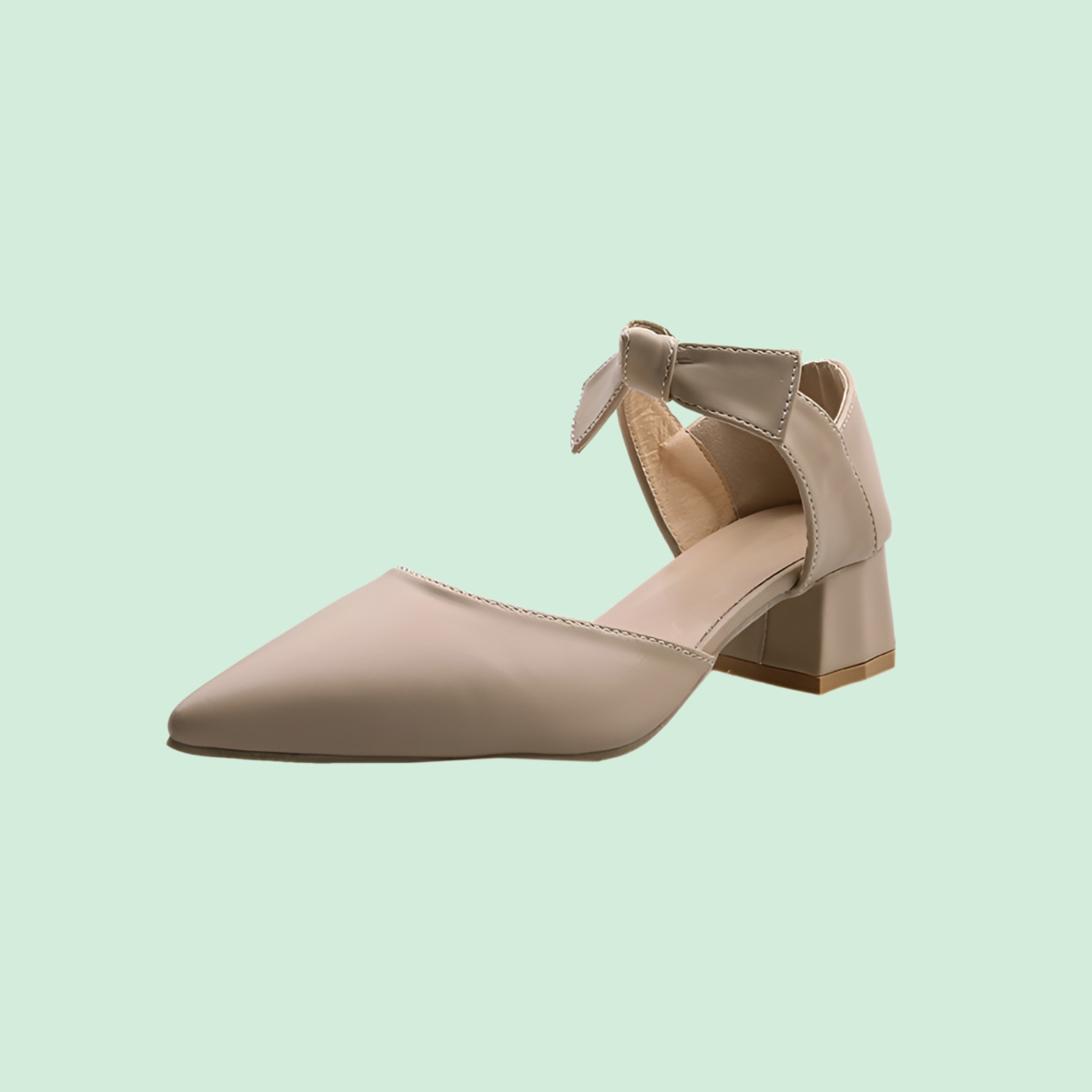 뾰족한 앞코와 빈틈이 있는 리본 장식 플랫 슈즈