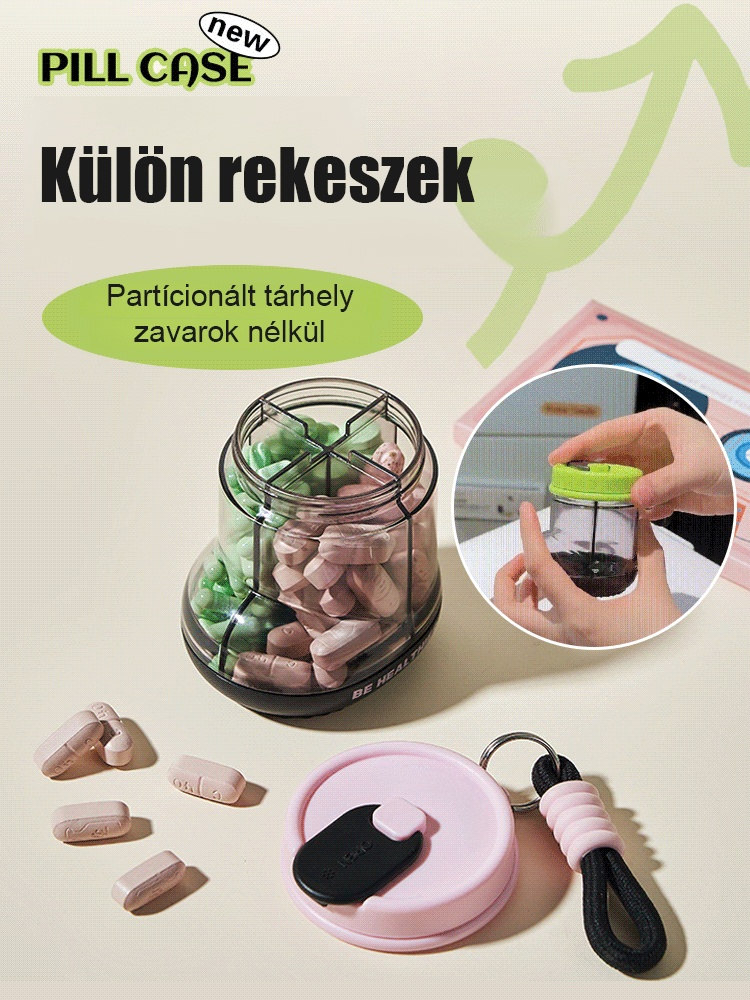 Kis csomagtartó, forgó gyógyszeres doboz