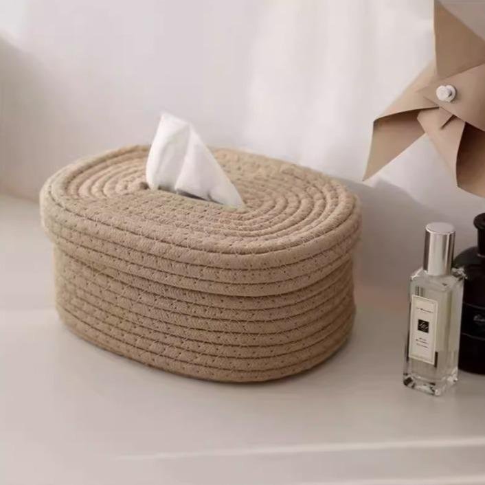 Cotton rope paper box with lid Nordic style living room dining table napkin storage box tissue box l