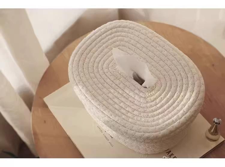 Cotton rope tissue box enhancing home aesthetics
