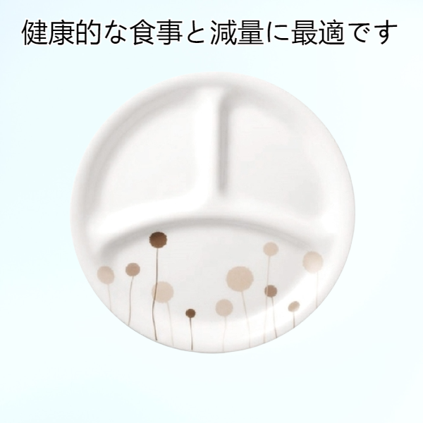 家庭用の複数のコンパートメントを備えた分割された脂肪減少定量食事トレイ、2コンパートメントセラミック食事トレイ