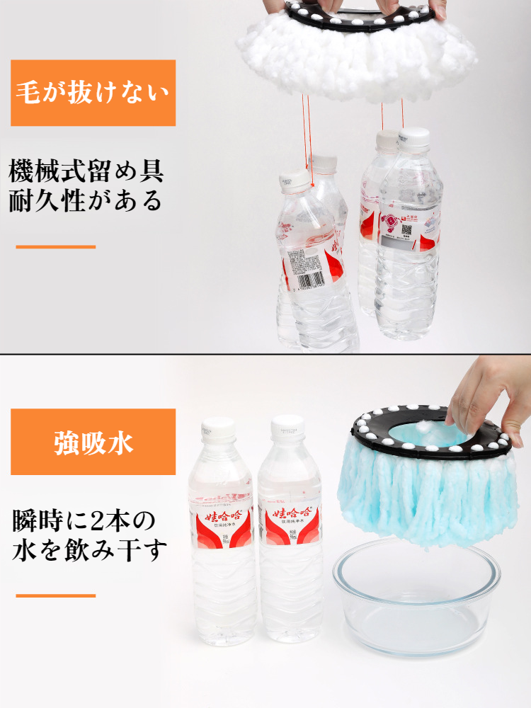 交換用モップヘッドの簡単な取り付け方法