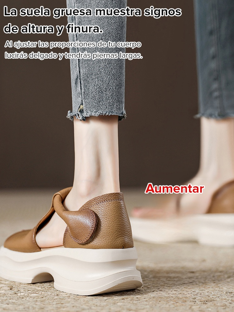 Sandalias de plataforma con cuña y punta abierta estilo coreano.