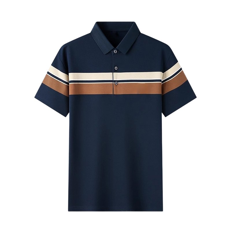 칼라 넥 스트라이프 남성 반팔