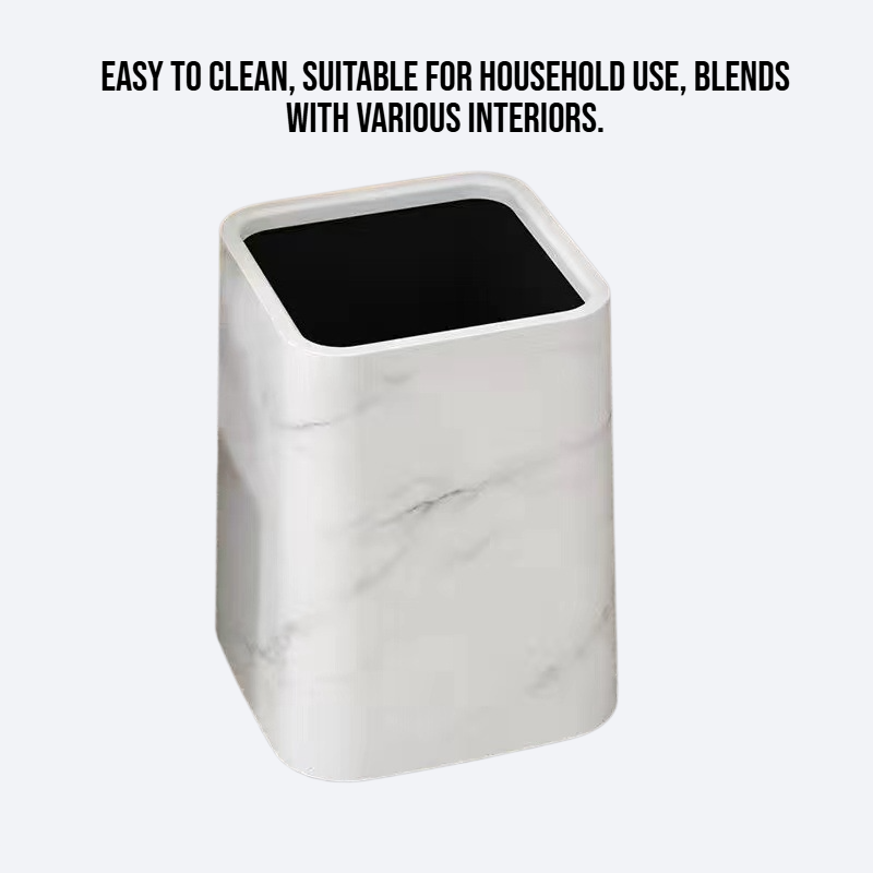 Vintage marble household large capacity covered trash can