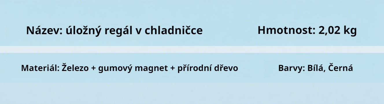 Detailní pohled na třívrstvý lednicový úložný regál