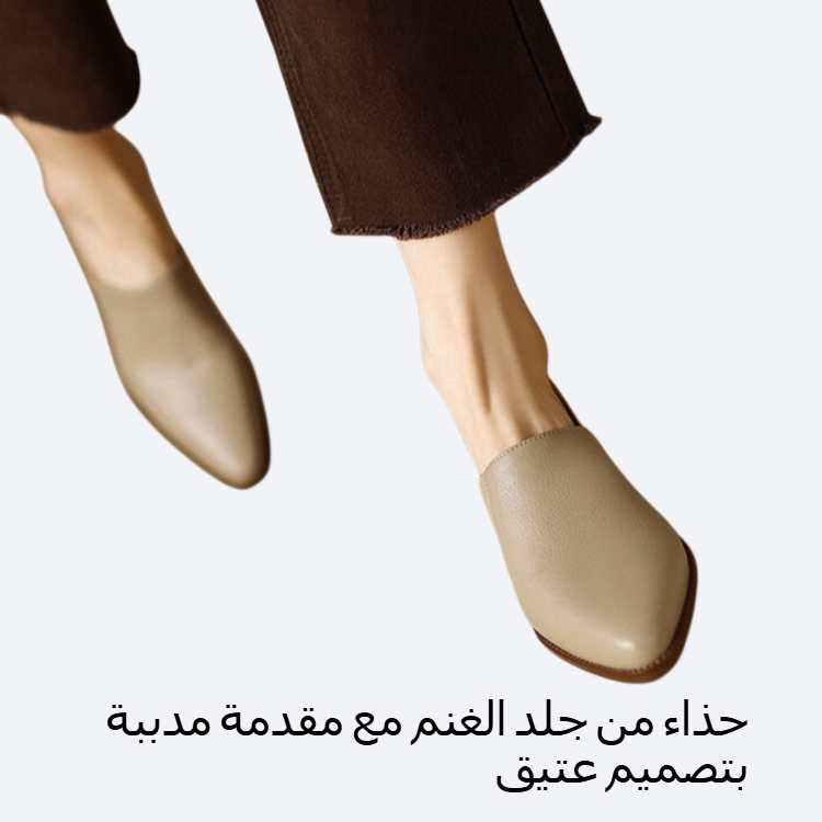 حذاء من جلد الغنم مع مقدمة مدببة بتصميم عتيق