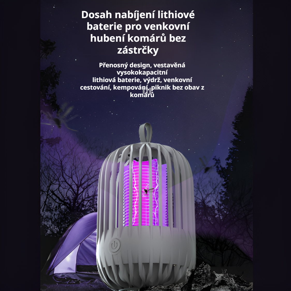 Domácí elektrická lampa na komáry s tichým fialovým světlem, repelent proti komárům