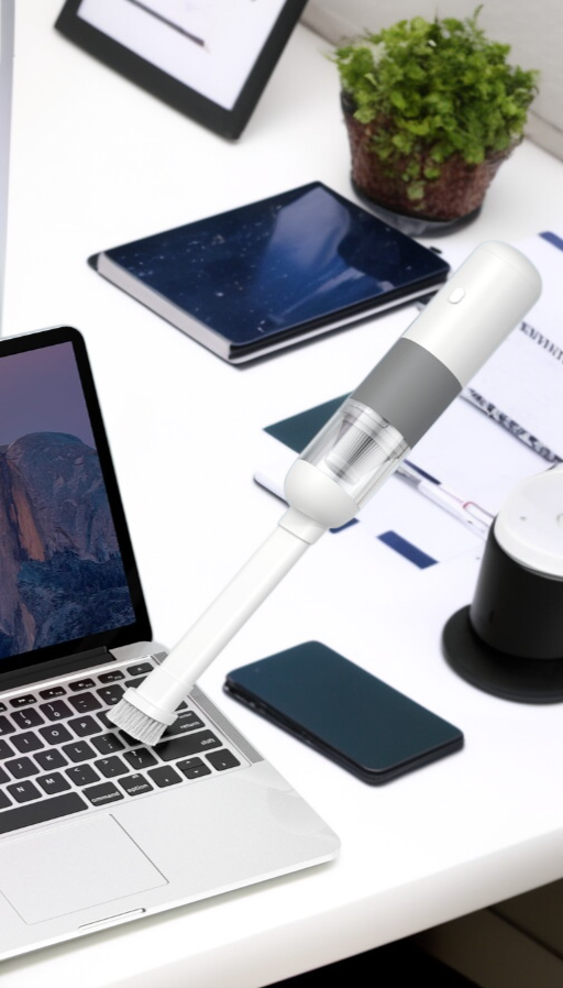 車内の細かいゴミを掃除する様子