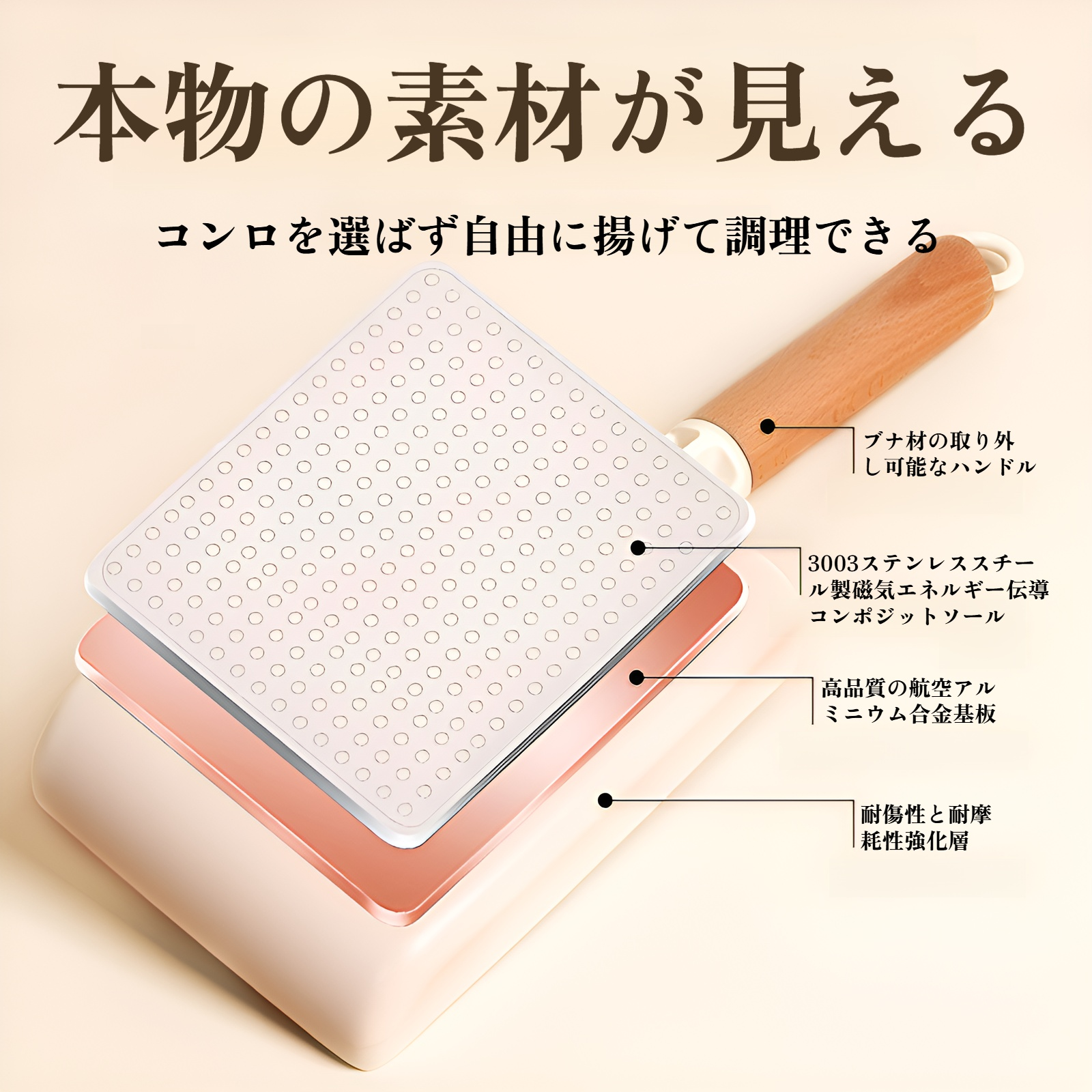 医療石鍋角型卵焼きフライパン