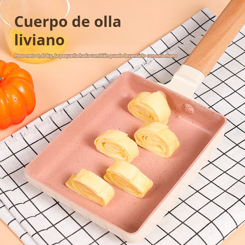 Sartén de piedra médica, sartén cuadrada tamagoyaki, huevo frito, filete, sartén antiadherente, sart