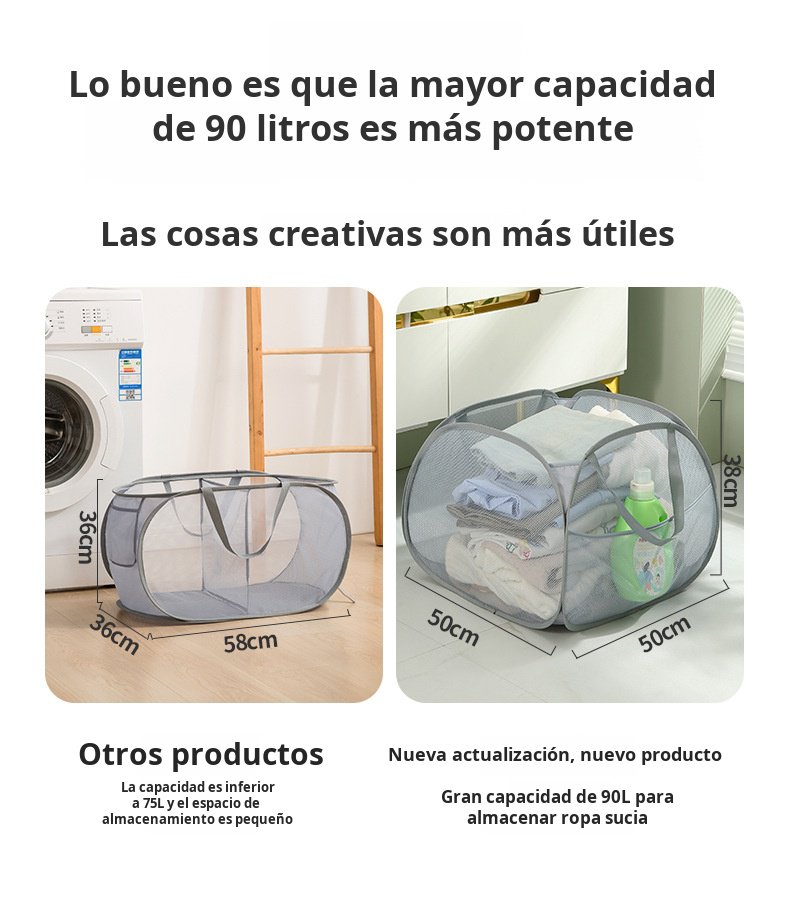 Cesta de ropa sucia plegable fácil de guardar y montar