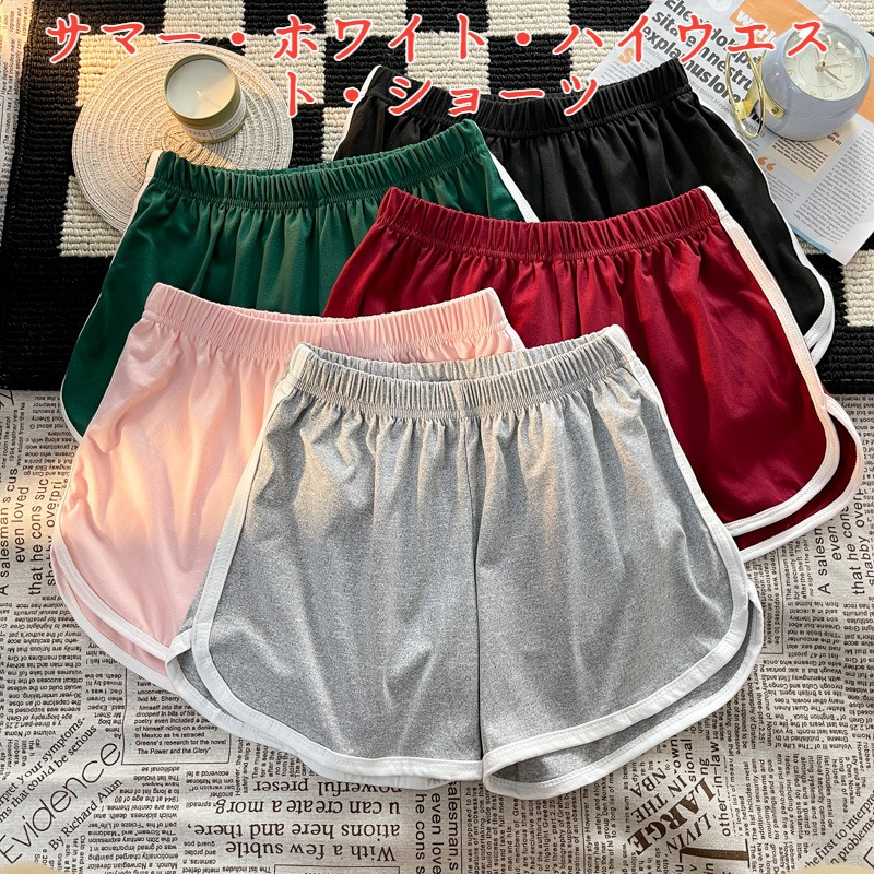 ゆったりハイウエストホームショートパンツホワイトカジュアルショートパンツ女性夏のスポーツショートパンツショートパンツゆったりホームスポーツショートパンツ