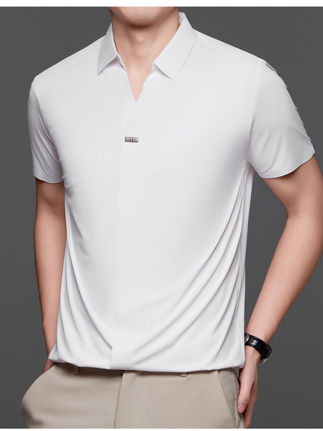 남성 아이스 실크 반팔 폴로 셔츠